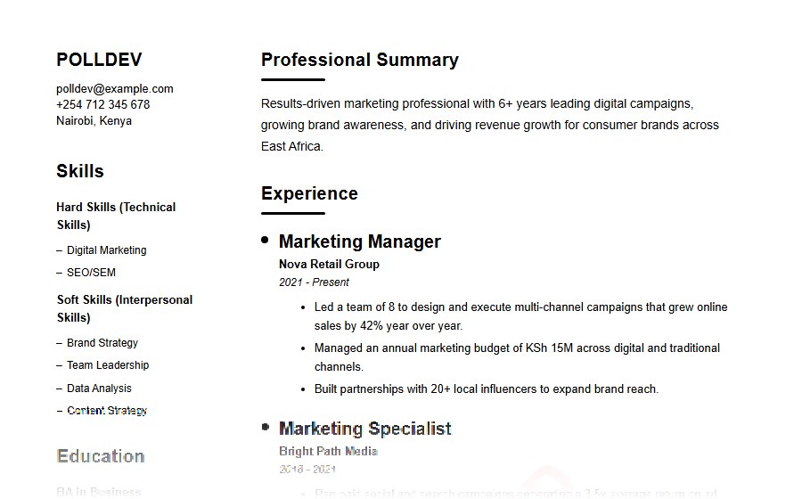 Creative resume template preview